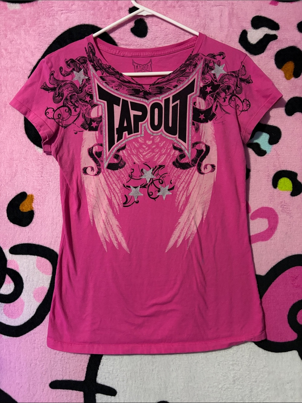 Tapout Pink Short-Sleeve Graphic Tee with Winged Emblem